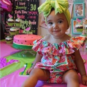Handmade Off the Shoulders Watermelon Romper